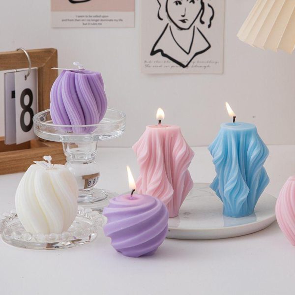 Candles & Holders | Simple Style Solid Color Paraffin Wave Pattern White (Sunset Jade) Candles & Holders Candles & Holders