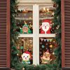 Wall Art | Christmas Cartoon Santa Claus Little Bear Elk Pvc Window Stickers Door Sticker 20*29cm*4pcs Home Decor 20*29cm*4pcs