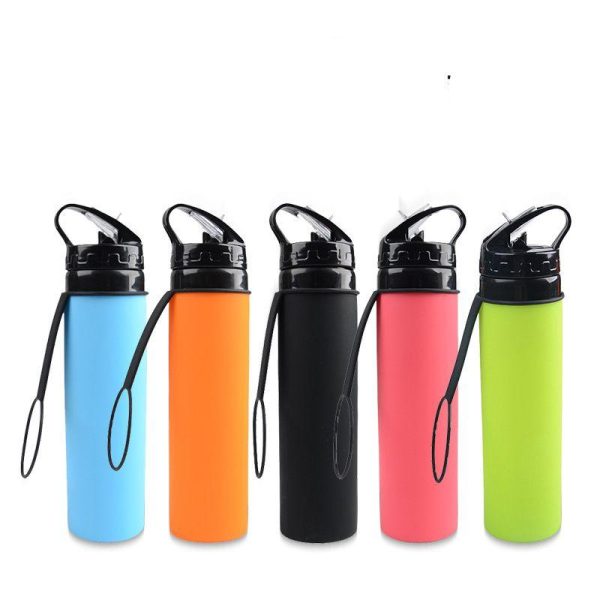 Drinkware | Casual Solid Color Silica Gel Water Bottles 1 Piece 600ML Drinkware 600ML